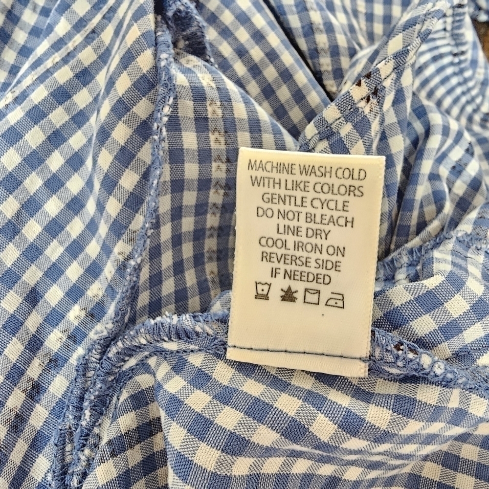 Max Studio Blue and White Gingham True Wrap Dress, Size Large - Picture 6 of 9